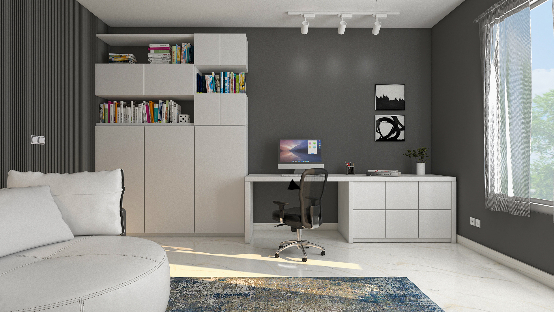 Modernus minimalistinis darbo kambarys